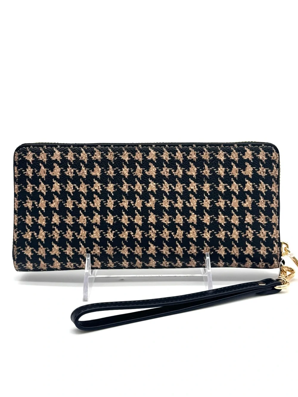 Michael Kors Large Continental Wallet Wristlet Black/Camel